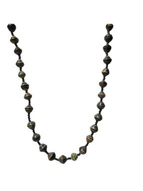 Handcrafted Paper Beaded Necklace Multicolor Beads Eco Friendly Jewelry Women